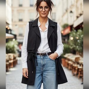 Anthropologie Cartonnier Sleeveless Layered Artsy Draped Trench Vest Size S